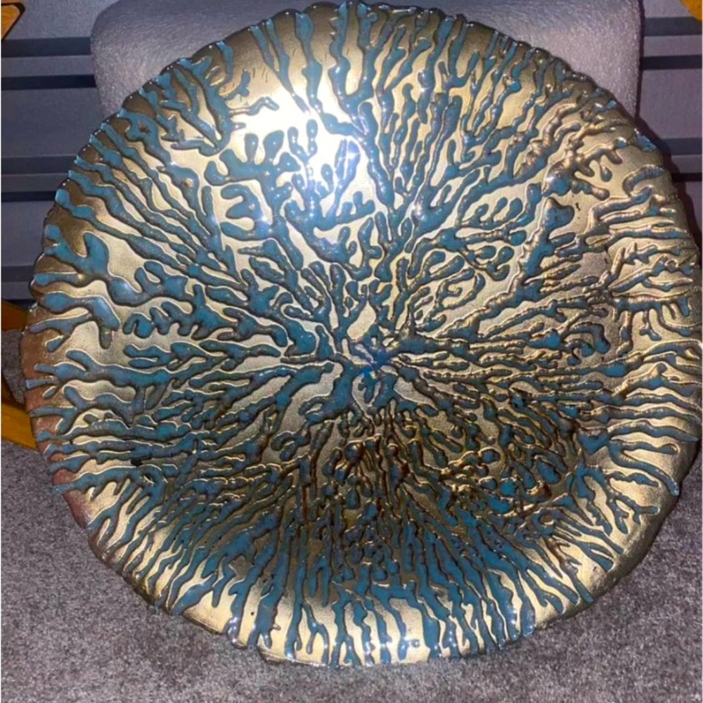vintage blue /gold serving tray PRICE SLASH… let’s goooooo